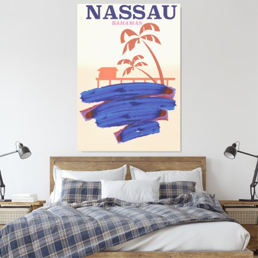 Nassau Bahamas Reisebeachposter Leinwanddruck (Insitu (Schlafzimmer))