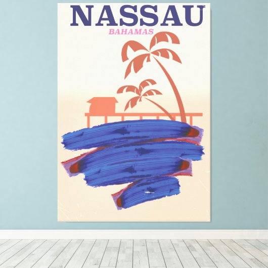 Nassau Bahamas Reisebeachposter Leinwanddruck (Insitu (Holzboden))
