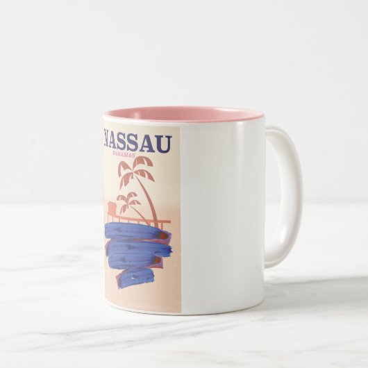 Nassau Bahamas Reisebeachposter Zweifarbige Tasse (VorderseiteRechts)