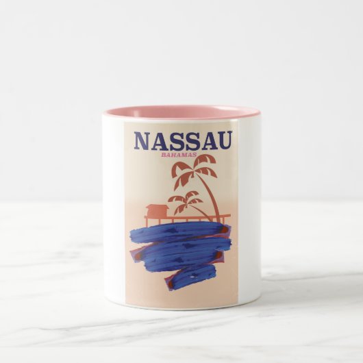 Nassau Bahamas Reisebeachposter Zweifarbige Tasse (Mittel)