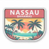 Nassau Bahamas Retro Emblem Aufkleber (Vorderseite)