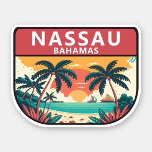 Nassau Bahamas Retro Emblem Aufkleber
