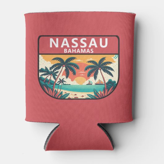Nassau Bahamas Retro Emblem Dosenkühler (Vorderseite)