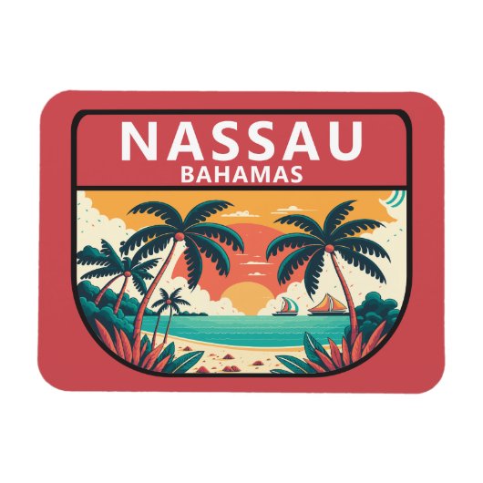 Nassau Bahamas Retro Emblem Magnet (Horizontal)