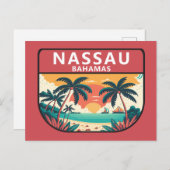 Nassau Bahamas Retro Emblem Postkarte (Vorne/Hinten)