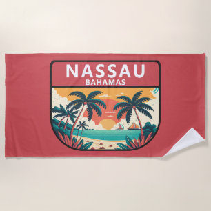 Nassau Bahamas Retro Emblem Strandtuch