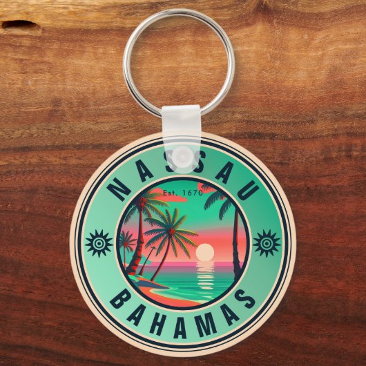 Nassau Bahamas Retro Reise Souvenir 1950er Schlüsselanhänger (Rückseite)