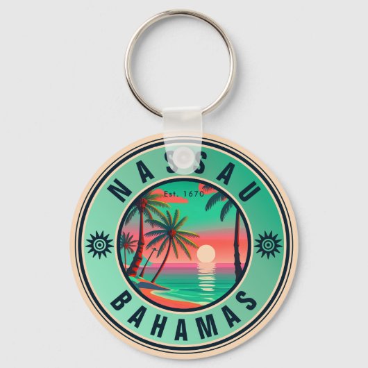 Nassau Bahamas Retro Reise Souvenir 1950er Schlüsselanhänger (Rückseite)