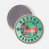 Nassau Bahamas Retro Seagull Souvenir 1950er Magnet (Vorderseite/Rückseite)