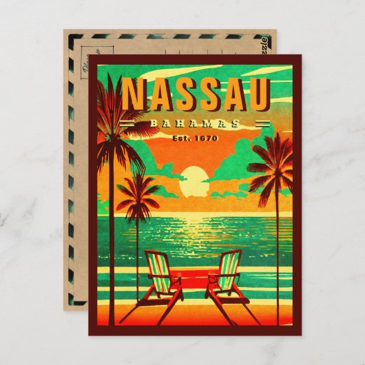 Nassau Bahamas Retro Seagull Souvenir 1950er Postkarte (Vorne/Hinten)