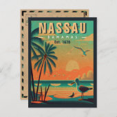 Nassau Bahamas Retro Seagull Souvenir 1950er Postkarte (Vorne/Hinten)