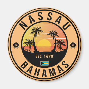 Nassau Bahamas Retro-Sonnenuntergang-Souvenirs 80e Magnet
