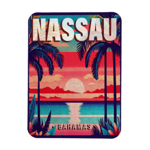 Nassau Bahamas Retro Sunset Souvenir 1950er Magnet