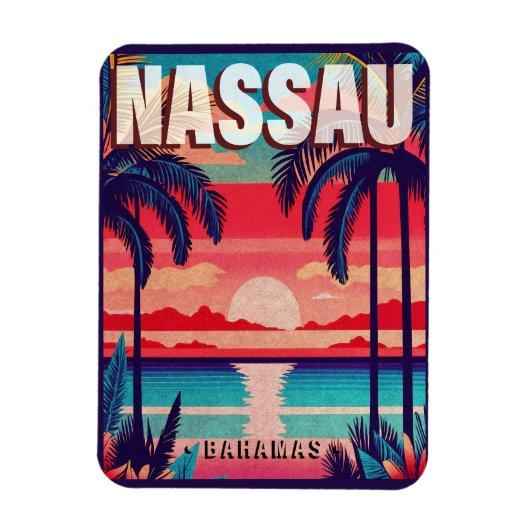 Nassau Bahamas Retro Sunset Souvenir 1950er Magnet (Vertikal)