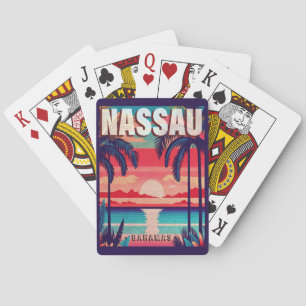 Nassau Bahamas Retro Sunset Souvenir 1950er Spielkarten