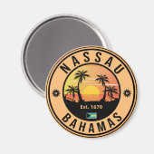 Nassau Bahamas Retro Sunset Souvenirs 80er Magnet (Vorderseite/Rückseite)