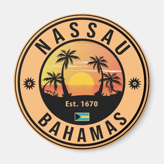 Nassau Bahamas Retro Sunset Souvenirs 80er Magnet (Vorne)