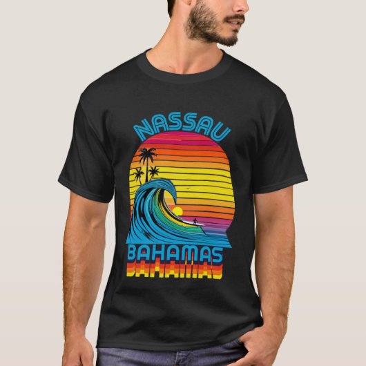 Nassau Bahamas Retro Throwback Surf & Beach Souven T-Shirt (Vorderseite)