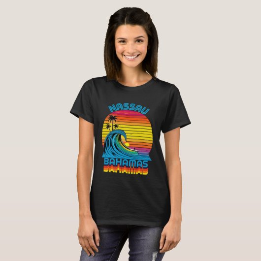 Nassau Bahamas Retro Throwback Surf & Beach Souven T-Shirt (Vorne ganz)