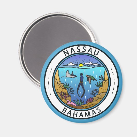 Nassau Bahamas Scuba Abzeichen Magnet (Vorderseite/Rückseite)