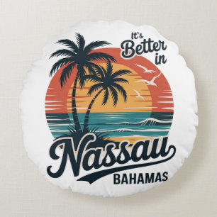 Nassau Bahamas Strand Sommer Rundes Kissen