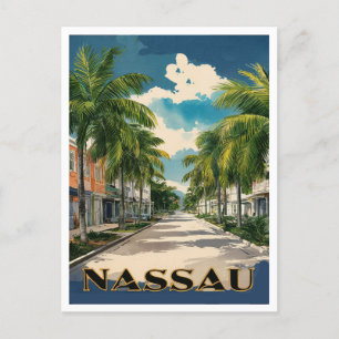 Nassau Bahamas Straßen Reise Kunst Postkarte