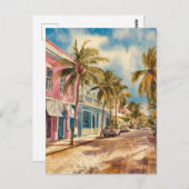 Nassau Bahamas Street Travel Art Collection Postkarte (Vorne/Hinten)