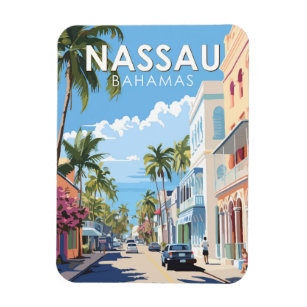 Nassau Bahamas Travel Art Vintag Magnet
