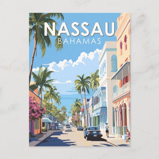 Nassau Bahamas Travel Art Vintag Postkarte (Vorderseite)