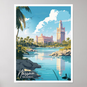 Nassau Bahamas Travel Place Illustration Poster