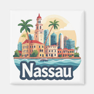 Nassau Bahamas Tropische Reiseillustration Magnet