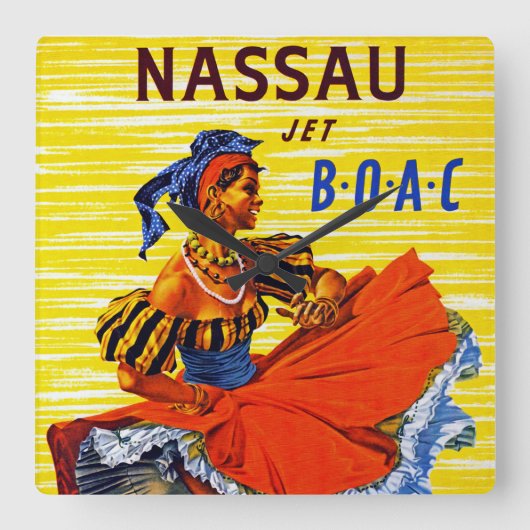 Nassau Jet Quadratische Wanduhr (Vorderseite)