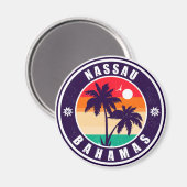 Nassau Palm Tree Bahamas Vintag Souvenirs 80er Magnet (Vorderseite/Rückseite)