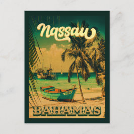 Nassau Palm Tree Bahamas Vintag Souvenirs 80er Postkarte