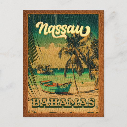 Nassau Palm Tree Bahamas Vintag Souvenirs 80er Postkarte (Vorderseite)