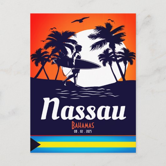 Nassau Palm Tree Bahamas Vintag Souvenirs Postkarte (Vorderseite)