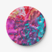 Nasse Farbe bunt abstrakte Kunstpalette Pappteller (Vorderseite)