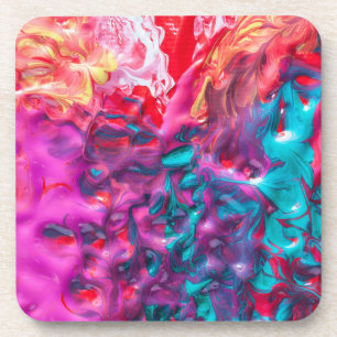 Nasse, farbenfrohe, abstrakte Kunstpalette modern Getränkeuntersetzer