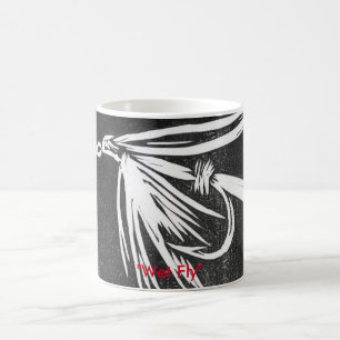 "Nasse Fly on Black" Klassische Trout Fly Tasse