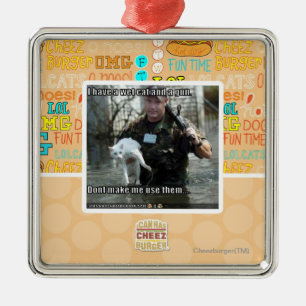 Nasse Katze und Gewehr Ornament Aus Metall