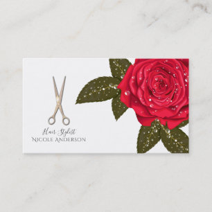 Nasse Rosen-Gold-Friseur-Silber-Schere Visitenkarte