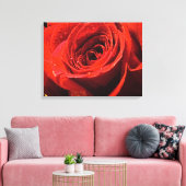 Nasse rote Rose Leinwanddruck (Insitu (Wohnzimmer))