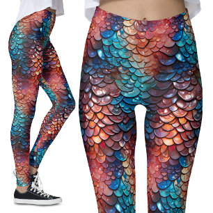 Nasse Scales beached Mermaid Fantasy Dragon Kostüm Leggings