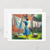 Nasse Wäsche aufhängen, Postkarte (Vorne/Hinten)