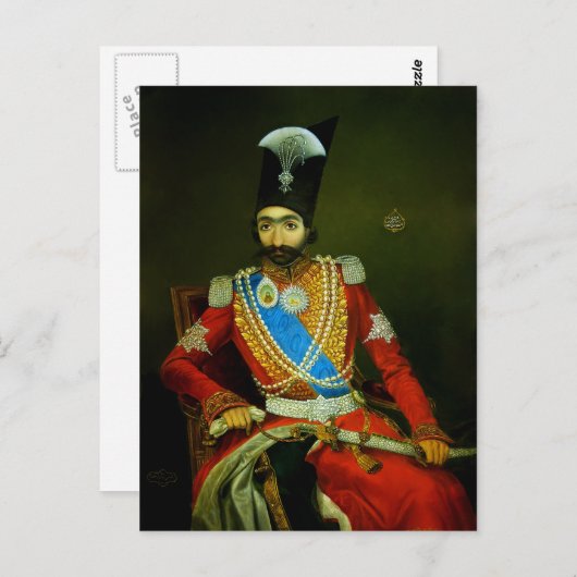 Nasser al-Din Shah Qajar, Schah Persiens Postkarte (Vorne/Hinten)