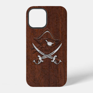 Nasser Mahagoni-Piratenschädel aus Stahl mit nauti iPhone 12 Hülle