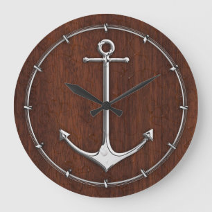 Nasser Seemahagonianker-Stahl Große Wanduhr