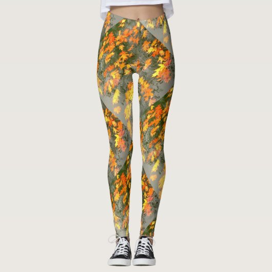 nasses Herbst-Blätter Leggings (Vorderseite)