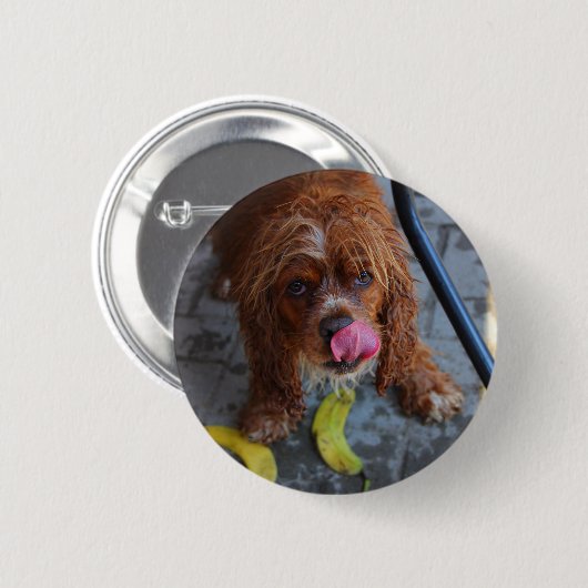 Nasshund mit Banane Button (Vorne & Hinten)