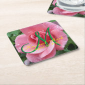 Nassrosa Monogramm Rechteckiger Pappuntersetzer (angewinkelt)